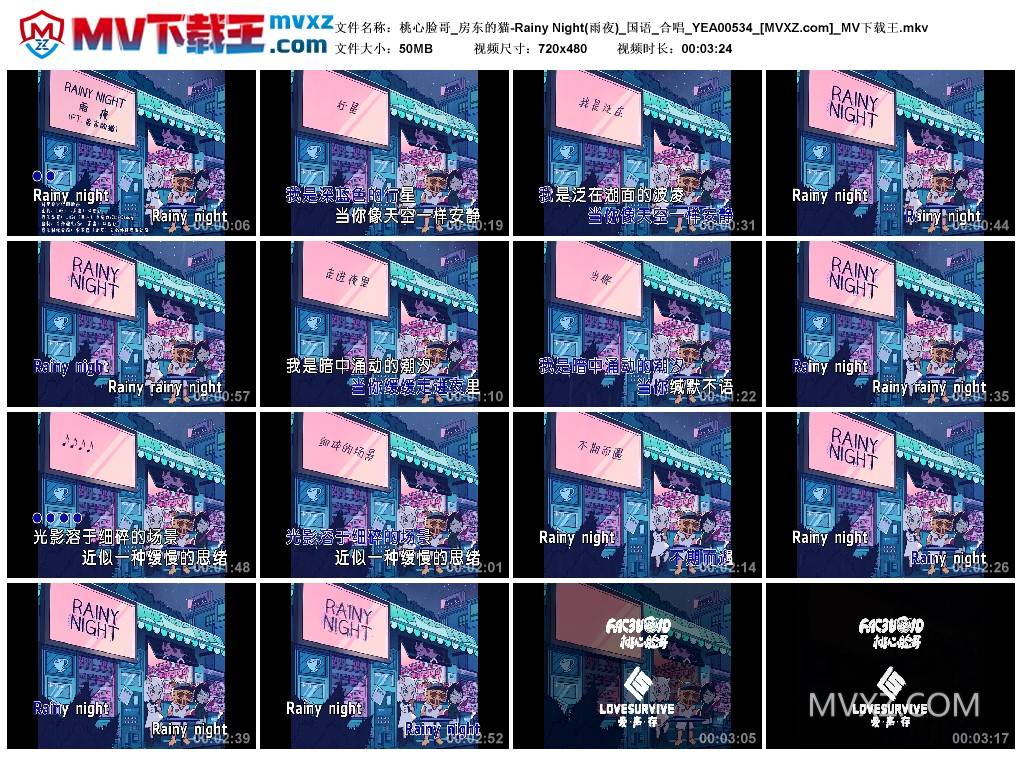 桃心脸哥_房东的猫-Rainy Night(雨夜)_国语_合唱_YEA00534